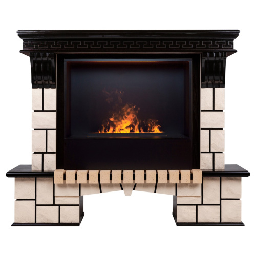 Электрокамин RealFlame Stone 26 AO античный дуб с очагом 3D Cassette 630 Black Panel
