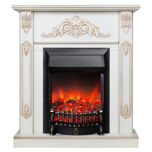 Электрокамин RealFlame Anita WT дуб белый с золотой патиной с очагом Fobos Lux Black