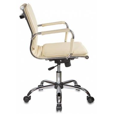 Кресло руководителя Бюрократ CH-993-LOW/IVORY низкая спинка слоновая кость искусственная кожа крестовина хром