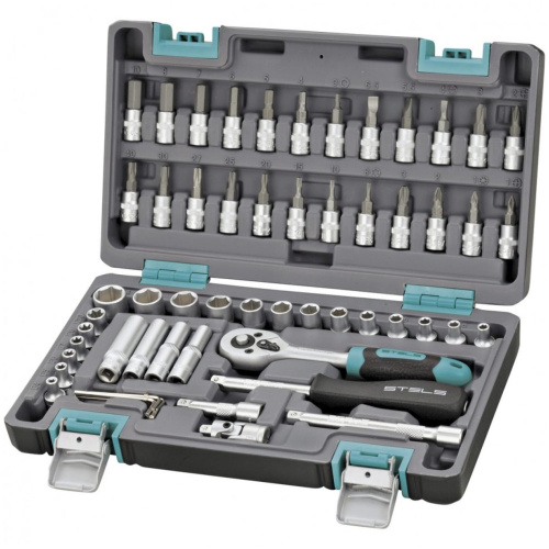 Набор инструмента STELS 14101 57 предм пластиковый кейс 1/4", CRV