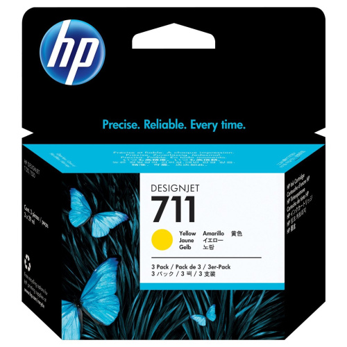Картридж струйный HP 711 CZ136A желтый x3упак. (29мл) для HP DJ T120/T520