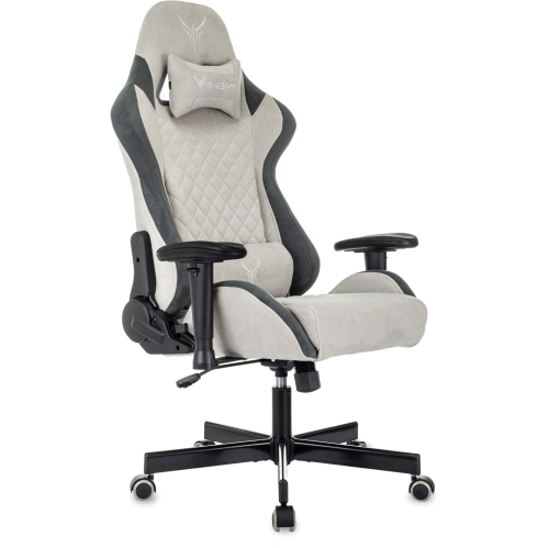 Кресло игровое Knight Regal Fabric серый/светло-серый искусственная замша крестов. металл