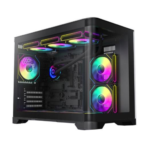 Корпус GameMax Hype-M Black без БП(ATX, USB3.0,Зак.стекло,3*120мм ARGB вент+конт., пыл.фильтр)