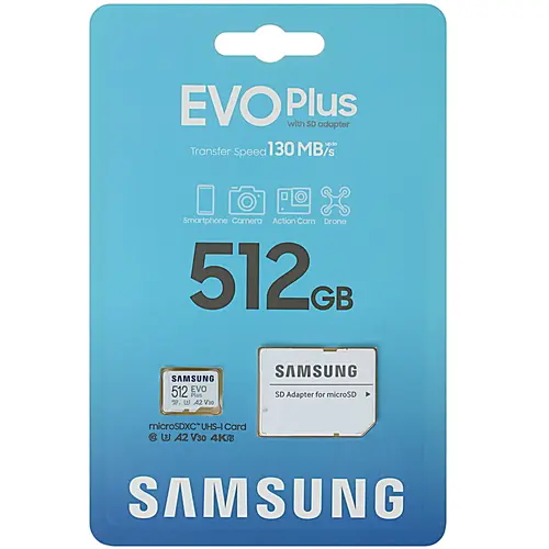 Карта памяти Samsung (MB-MC512KA) microSDXC 512Gb Class10 EVO Plus + adapter