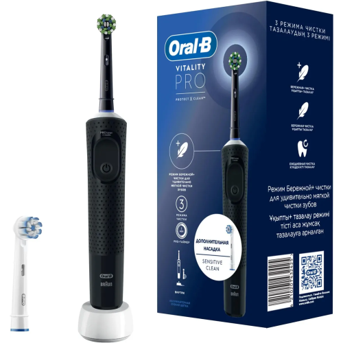 Электрическая зубная щетка Oral-B Vitality Pro 80368961 насадки 2шт, черный