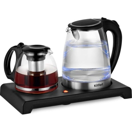 Чайный набор Kitfort КТ-6180 2л. черный (корпус стекло)