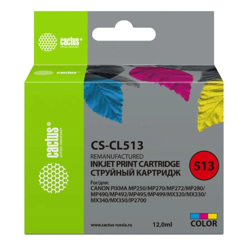Картридж Cactus CL-513 (CS-CL513) струйный многоцветный (15мл) для Canon Pixma MP240/MP250