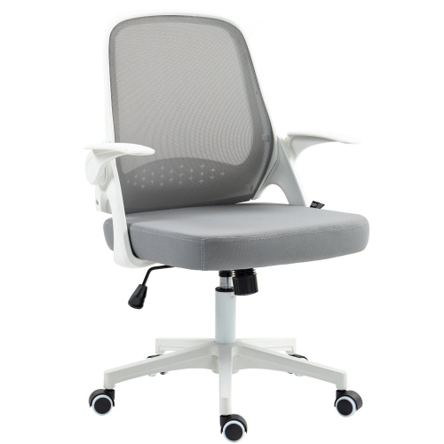 Кресло Cactus CS-WMC212-GY белый/серый сетка/ткань низк.спин. крестов. пластик пластик белый