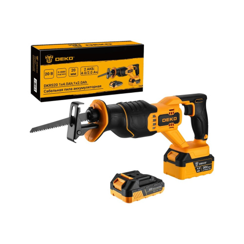 Пила сабельная DEKO DKHS20 Pro (085-1128) 20В, 2 АКБ: 1x4.0Ач, 1x2.0Ач