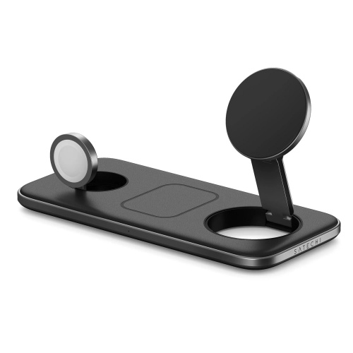 Зарядное устройство Satechi ST-QTPM-EA Qi2 Trio Wireless Charging Pad with Type A/C/G plugs Black