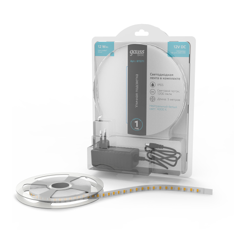 Светодиодная лента GAUSS Basic BT071 12Вт, 5м