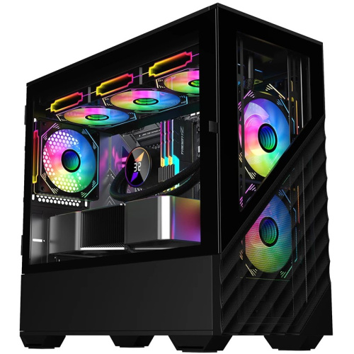 Корпус 1STPLAYER DK D7 Black (D7-BK-3F1) / mATX / 3x120mm LED fans