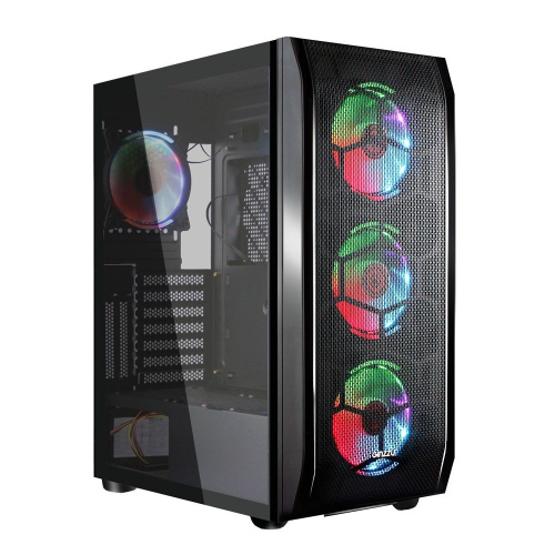 Корпус Ginzzu GL300 Fan 12cm RGB*4 USB3.0 Window