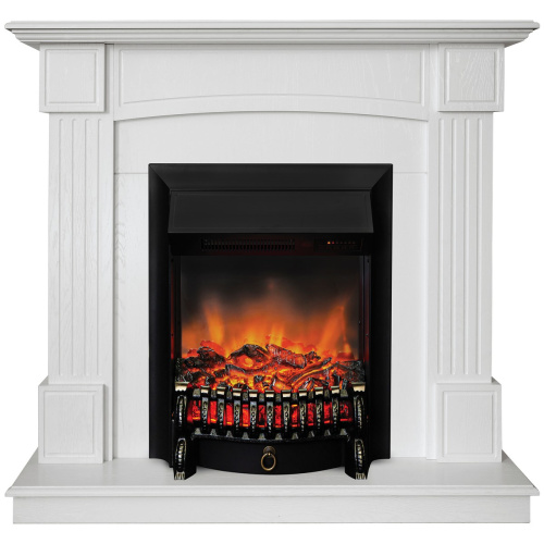 Электрокамин RealFlame Andrea WT фактурный белый с очагом Fobos Lux Black RC
