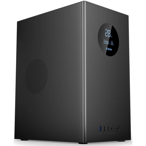 Корпус CBR V865 (PCC-MATX-V865-WPSU), без БП, mATX Minitower, 1*USB 3.0, 2*USB 2.0, HD Audio+Mic, Digital Screen, Black