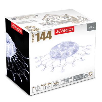Гирлянда Vegas 55031 Сеть 144 холодных LED ламп 1,2*1,5м Без трансформатора