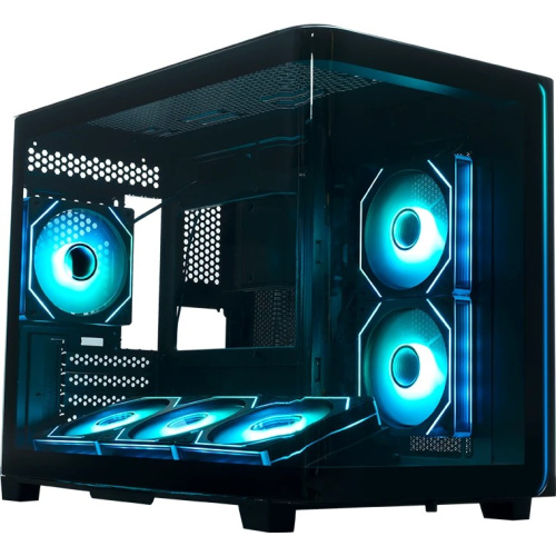 Корпус XASTRA QR600M 6ARGB C10-UC (QR600M-6FM12A-C10-UC-L) Black mATX/Aquarium/Curve Glass/Led Strip/6x120mm ARGB PWM FM fans/ Argb+PWM HUB 10port