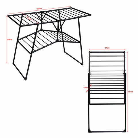Сушилка для белья Laima Home 700475 Quatro Black раскладная 4 зоны, 2 уровня, 22 метра