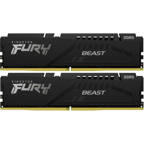 ОЗУ Kingston Fury Beast Black XMP CL32 (Kit of 2) (KF564C32BBK2-32) DDR 5 DIMM 32Gb PC51200, 6400Mhz, (retail)
