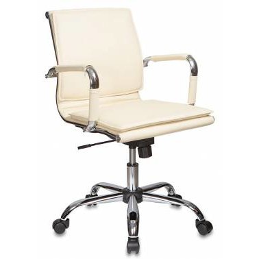 Кресло руководителя Бюрократ CH-993-LOW/IVORY низкая спинка слоновая кость искусственная кожа крестовина хром
