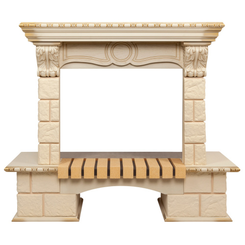 Портал каминный из МДФ RealFlame Bolero, МДФ, белый дуб с золотой патиной