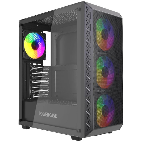 Корпус Powercase Mistral S4B (CMSB-L4), Tempered Glass, 4x 120mm FRGB Fans, чёрный, ATX
