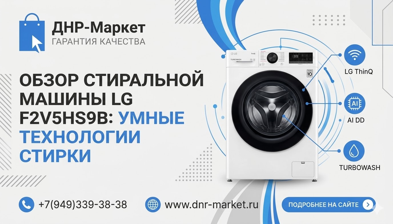 Обзор стиральной машины LG F2V5HS9B: умные технологии стирки Обзор стиральной машины LG F2V5HS9B: умные технологии стирки