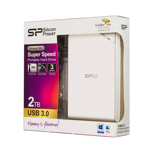 Внешний HDD Silicon Power Stream S03 SP020TBPHDS03S3W 2.0Tb белый