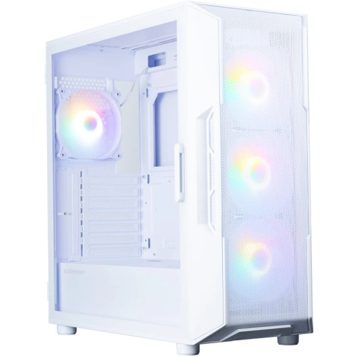 Корпус ZALMAN i3 Neo V2, ATX, White, Front Mesh, Window, 2xCombo (3.5" or 2.5"), 1x2.5", 1xUSB Type C, 1xUSB3.0, Front 3x120mm FRGB, Rear 1x120mm FRGB