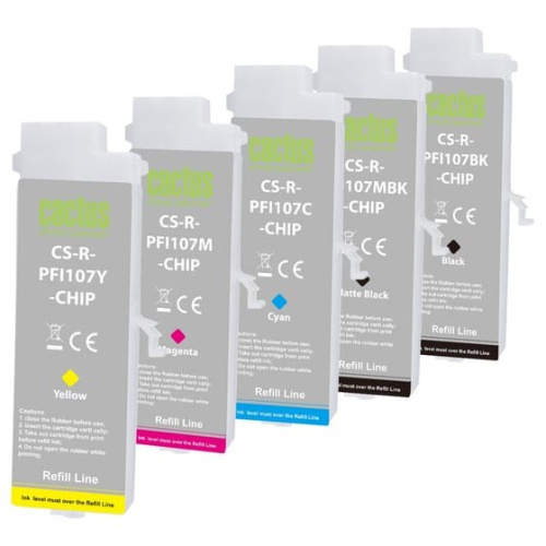Картридж перезаправляемый струйный Cactus CS-R-PFI107SET набор 5шт.упак. для Canon imageProGraf iPF670/680/685/770/780/785 без чипа
