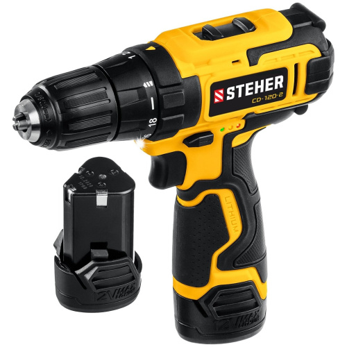 Дрель-шуруповерт STEHER CD-120-2 в кейсе