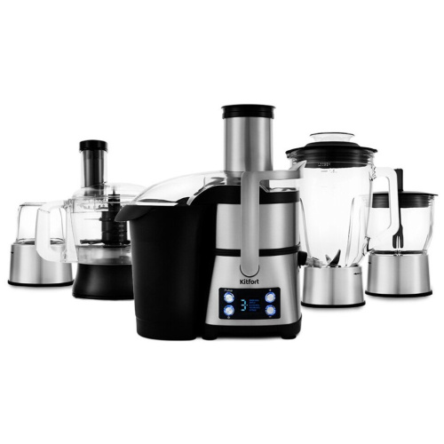 Кухонный комбайн Kitfort KT-1395 серебристый/черный