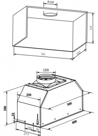 Вытяжка полновстраиваемая Hansa OMP6242BIH серебристый/черный
