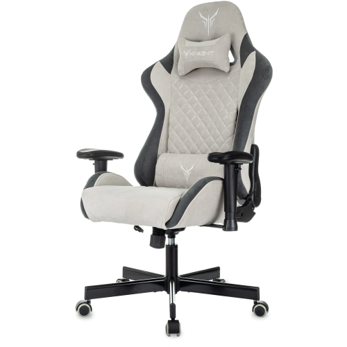 Кресло игровое Knight Regal Fabric серый/светло-серый искусственная замша крестов. металл