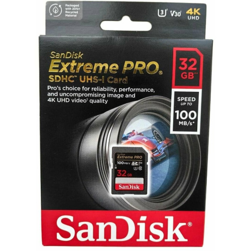 Карта памяти SanDisk (SDSDXXO-032G-GN4IN) SDHC 32GB Class10 UHS-1 Extreme Pro R/W 100/90MB/s