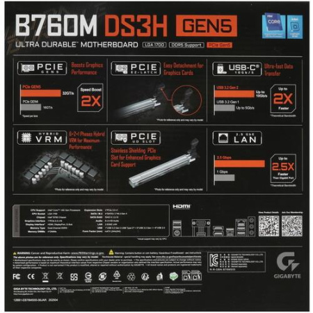 Материнская плата GIGABYTE B760M DS3H GEN5