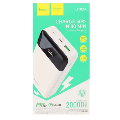 Аккумулятор внешний резервный HOCO J102A Cool figure 20000mAh (белый)