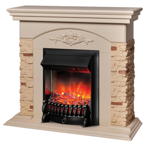 Электрокамин RealFlame Neapolis WT айвори с очагом Fobos Lux Black RC