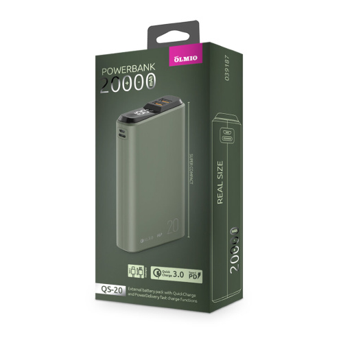 Внешний аккумулятор OLMIO QS-20 (39187) 20000mAh тёмно-зелёный