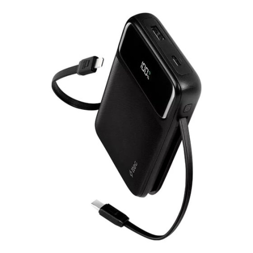 Внешний аккумулятор TTEC 2BB215S ReCharger Pro LCD 10000mAh PD 22.5W USB-A/C Lightning/USB-C Built-in Cable Powerbank Black