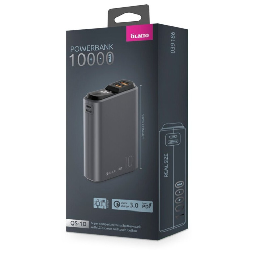 Внешний АКБ OLMIO QS-10 10000mAh 22.5W темно-серый