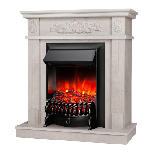 Электрокамин RealFlame Adelaida WT белый камень с очагом Fobos Lux Black