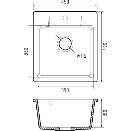 Мойка GranFest Urban 245 гранит, черный