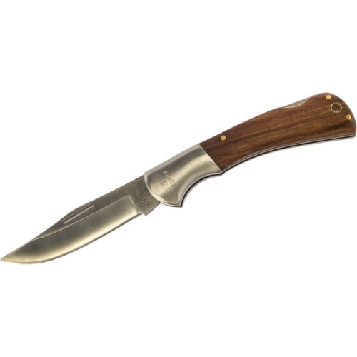 Нож универсальный TOPEX 98Z007 лезвие 80мм, складной, нержавеющее лезвие и корпус, фиксация лезвия, деревянные накладки