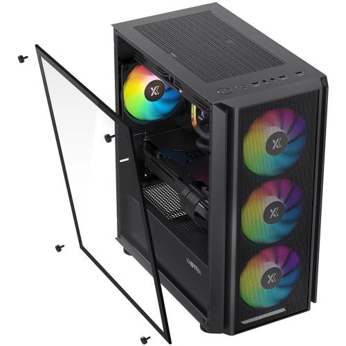 Корпус XASTRA A402M 4ARGB Black (A402M-4FC12A-BK) mATX/Mesh/full-size TG/ 4x120mm ARGB PWM fans