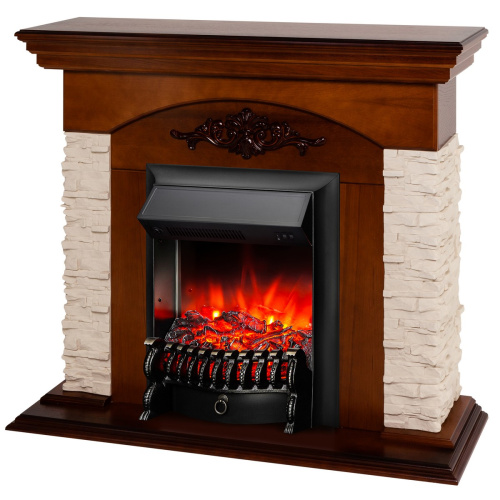 Электрокамин RealFlame Neapolis NT орех с очагом Fobos Lux Black