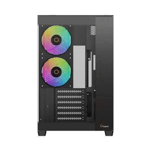 Корпус Ocypus Delta C74 BK ARGB (Delta-C74-BKD200XX-GL), без БП, Midi-Tower, TG, 2x120mm 2xUSB-A 3.0 + 1xUSB-C 3.1, ATX, mITX Black