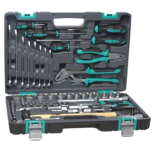 Набор инструмента STELS 14104 76 предм пластиковый кейс 1/2", 1/4", CRV