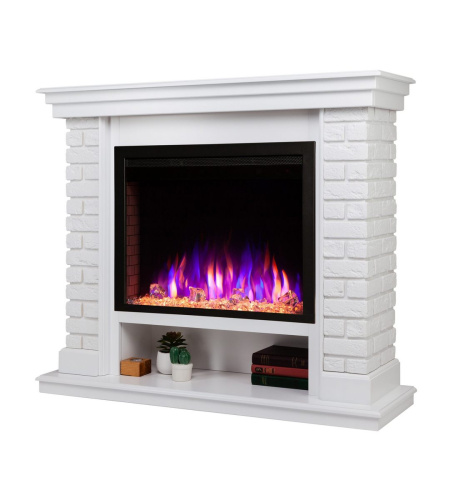 Электрокамин RealFlame Brixton 25,5 WT белый с очагом Saphir 25,5