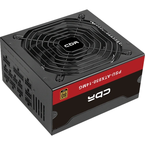 Блок питания CBR PSU-ATX850-14MG 850W, ATX, 80+ Gold, Full Modular, DC-DC, APFC, 24pin, 1*PCIE5.1(12+4pin), 2*8-pin(4+4P), 3*6+2pin, 5*SATA, 14cm fan